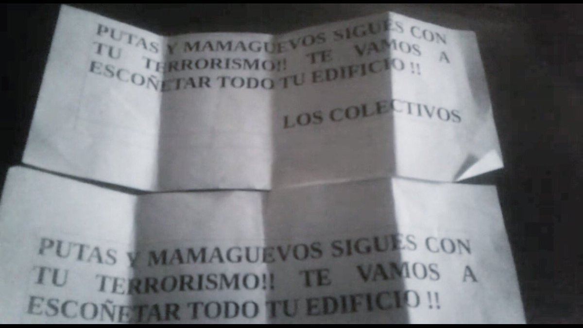#28Jul 12:30 pm El Paraíso, estos mensajes aparecieron en varías residencias de la zona, amenazas de supuestos colectivos.