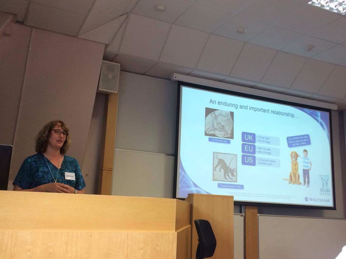 sandra_mccune's tweet photo. Presenting @waltham_science on human-animal interaction & our understanding of #PetsForGood #CAIRC2017 https://t.co/RsqaGLOv4m