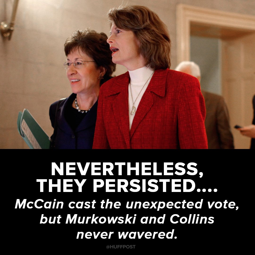HuffPost's tweet photo. These two women senators are the real "mavericks" of the GOP health care vote https://t.co/wSaT7ISkLZ https://t.co/QqSUyYMrTZ