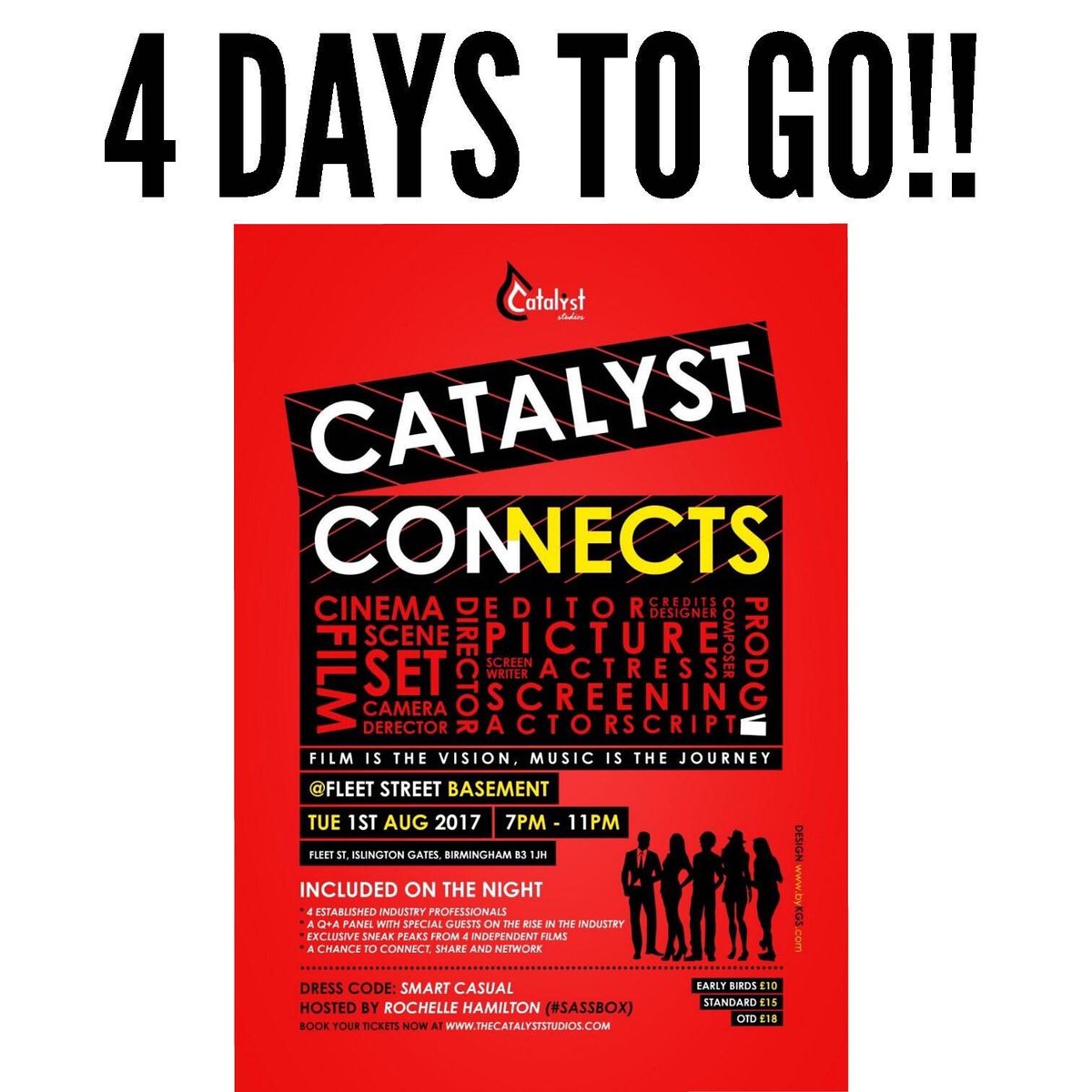 StudiosCatalyst's tweet photo. 4 DAYS TO GO!!!

Tickets are still available, grab yours now via the link in my bio. https://t.co/WcIchRo8oQ