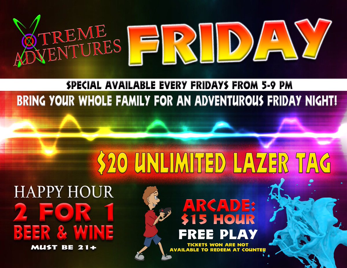 XtremeFamilyFun's tweet photo. Join us tonight for Happy Hour! Plenty of specials for the whole family! #arcade #fun #Tampa https://t.co/dQFEcUjDaX