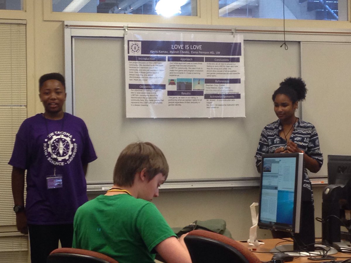 emmarosephd's tweet photo. This game is about facing discrimination about LBGTQA community. It's Called #loveislove #mslrocks @uwtacoma https://t.co/6HGNbyIwbf