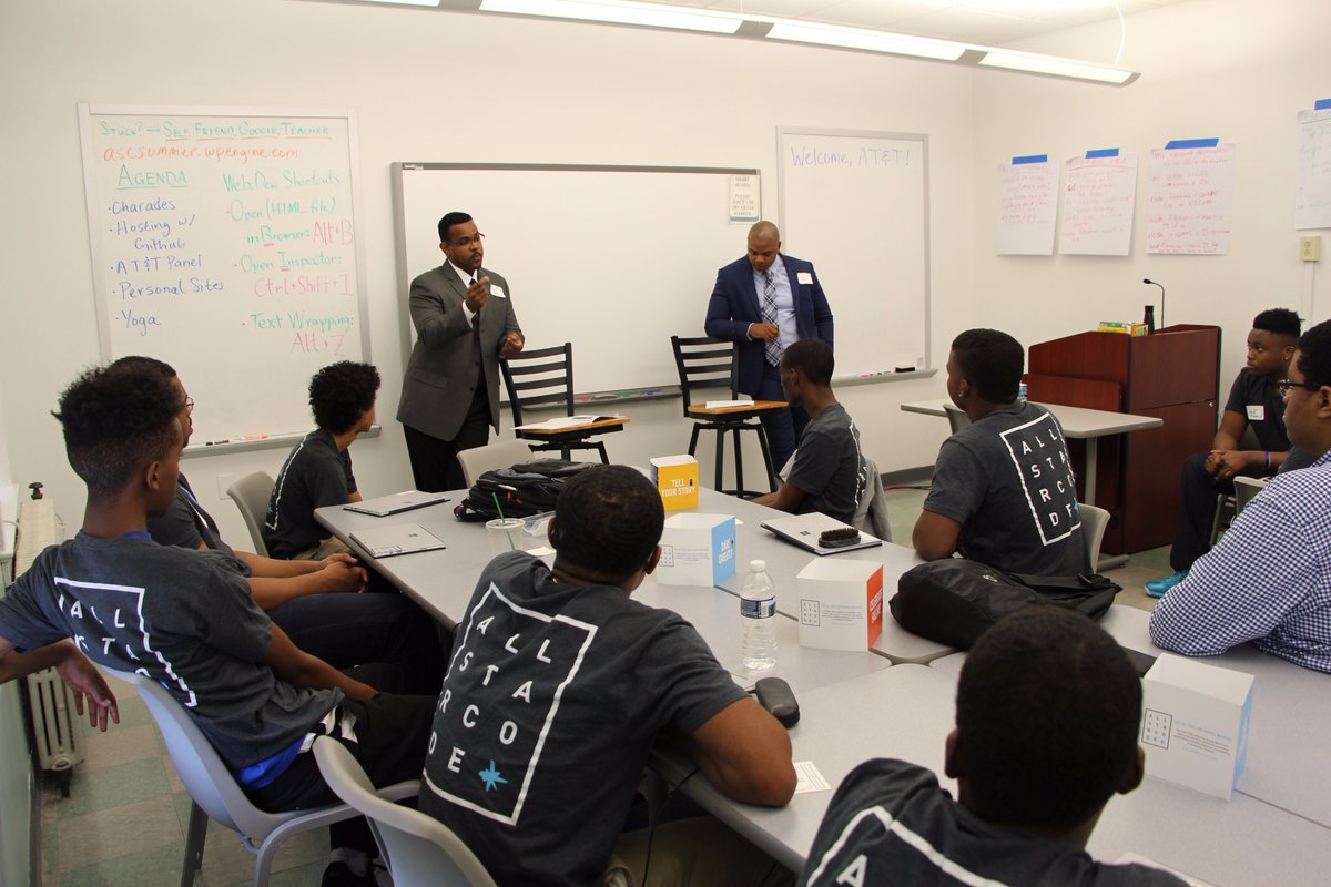 ChathamU's tweet photo. .@ATT employees spoke to @allstarcode campers at ChathamU today on what drives them to succeed in the tech industry! #ATTImpact https://t.co/r22htN6HLV