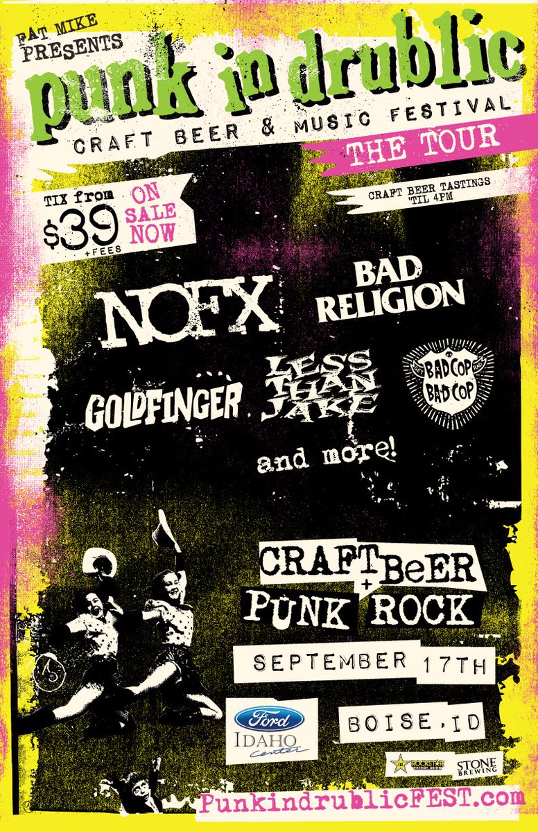 NOFXband's tweet photo. Tickets for 'Punk In Drublic Beer &amp; Music Fest' in Tacoma and Boise on sale now! https://t.co/mHqJr3CLJO https://t.co/6uvsbnlNWi