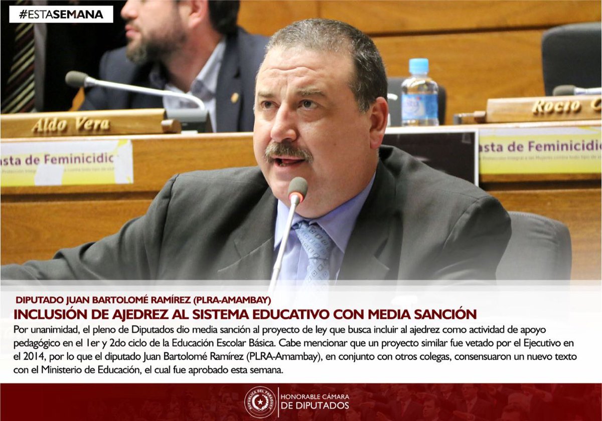 #EstaSemana
Inclusión del Ajedrez al sistema educativo tuvo media sanción en Cámara de Diputados 👇