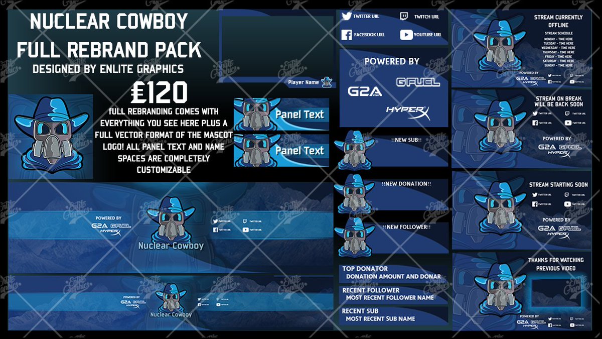 EnliteGraphics's tweet image. Full re brand pack includes mascot logo and customizable text where needed! Only £120 to order this pack please DM us or join our discord!