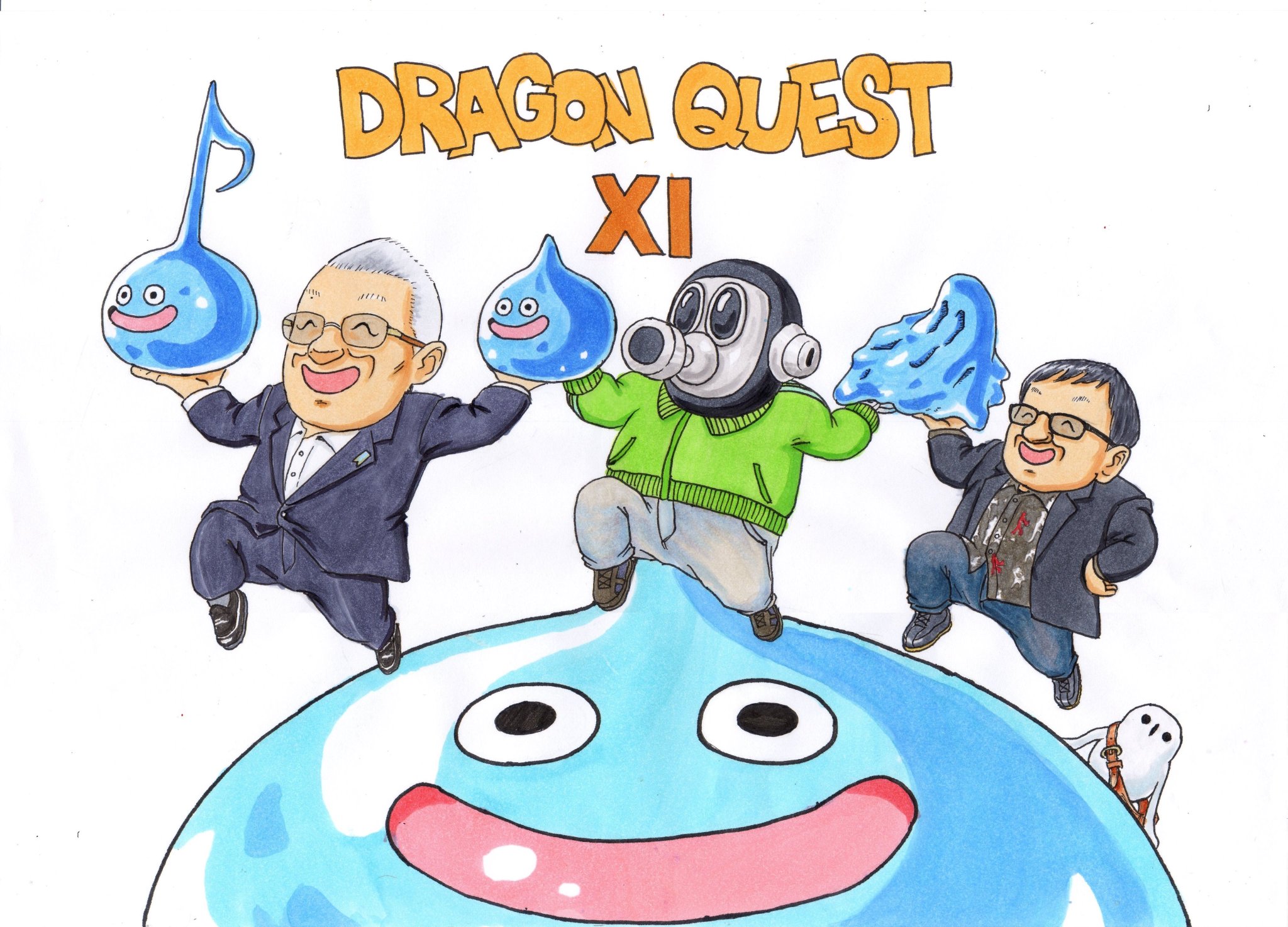 スライムス 前に投稿したイラストをスキャンしたものです 下のスライムをdq世界に見立てて その上にお三方とそれぞれが作られた スライムを描いてみました 勇者の冒険準備 ドラクエライフ Dq11 ドラゴンクエスト Dragonquest