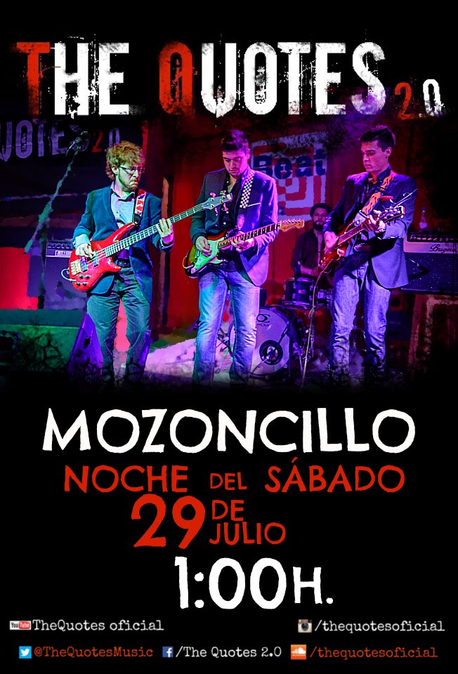 TheQuotesMusic's tweet photo. Este finde tenemos un #Sábado29 ajetreado!
A las 21:30 comenzamos dando caña en la #TabernaDelIrlandés
y a la 1:00 nos vamos a #Mozoncillo https://t.co/QXIwVhnwx9