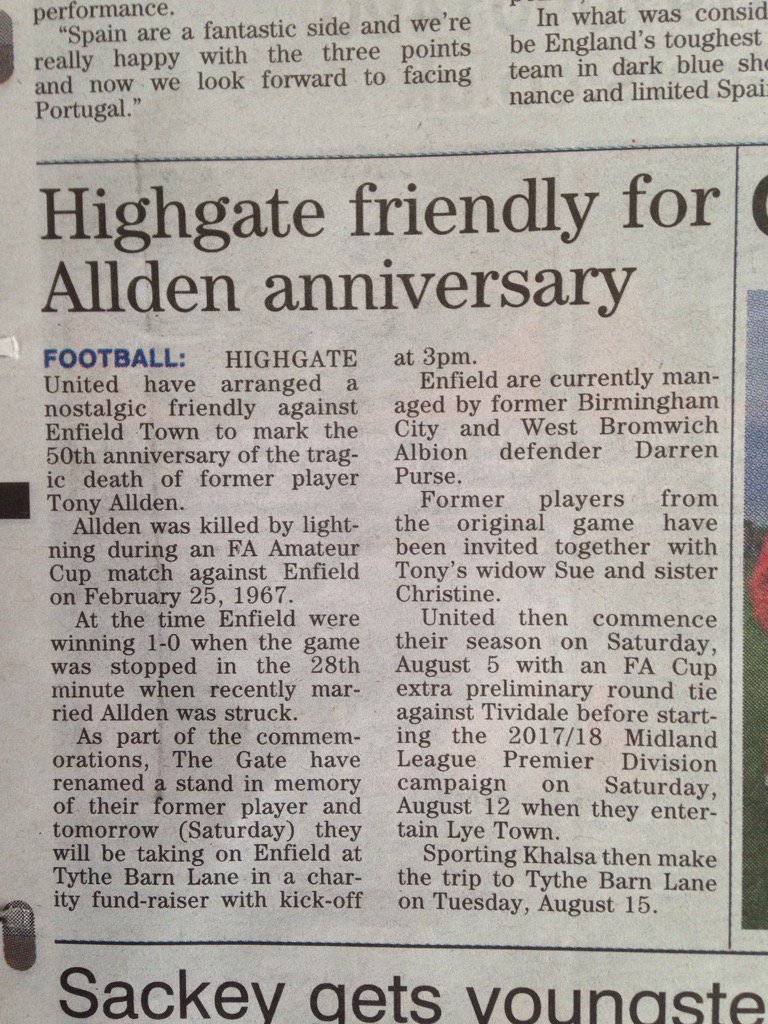 HighgateUnited's tweet photo. Thank you to @solihullobserve -  unlike some, good to see your paper covers MOOR than just one local club #Allden50 😉 https://t.co/lxzgOPRCZZ
