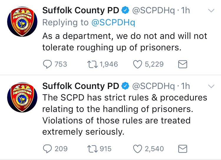 The Suffolk County Police Department said it disagrees with the advice it got today from the President of the United States