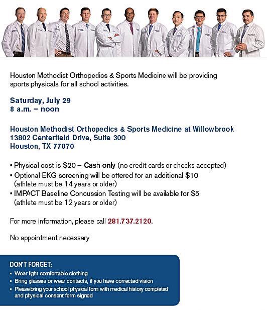 Opportunity to get your physical this weekend.