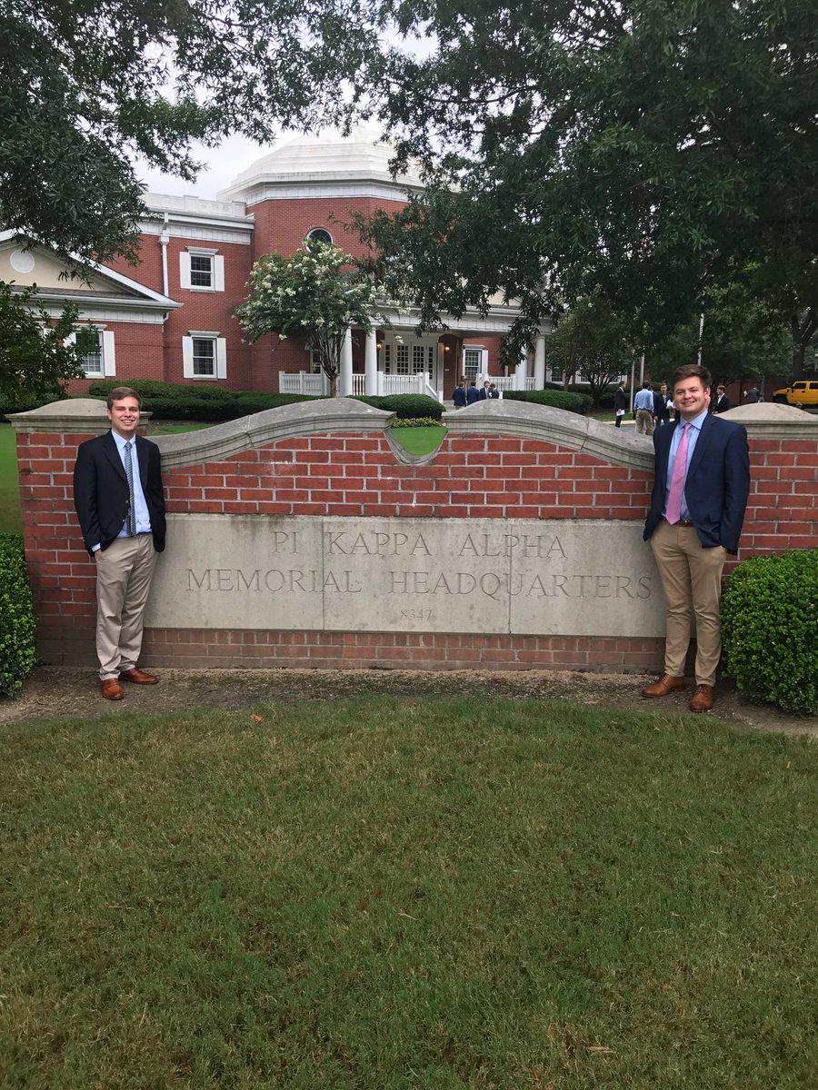 PiKappaAlphaUVA's tweet photo. Chapter President Robert Wallace and External VP Hanks Massey visiting the national headquarters this afternoon. #PikeU #WhyI513 https://t.co/jHI28xQt00