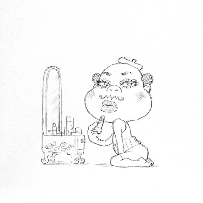 疲れてる時、描いてる絵のメイクがつい濃くなってしまうのは、実際の女性も同じかな…? 