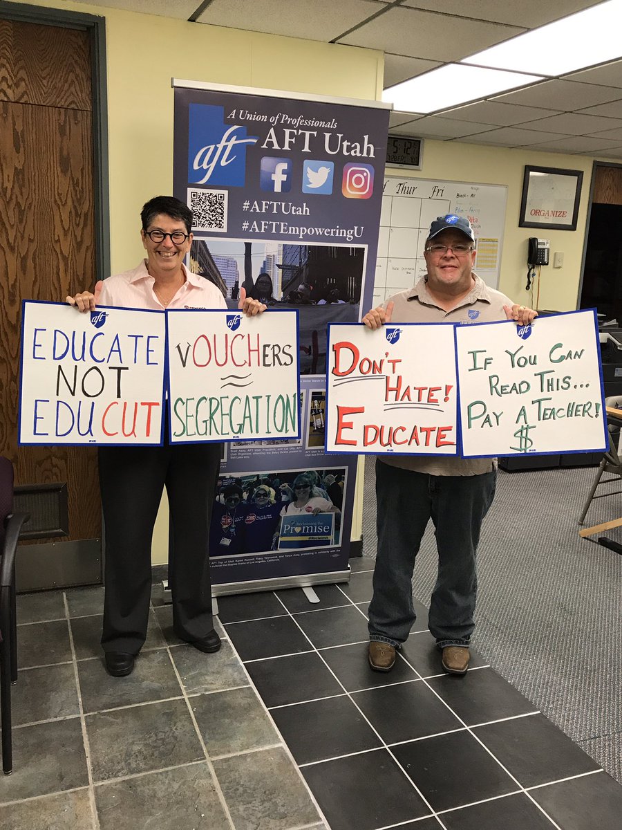 AFTUtah's tweet photo. Prepping signs for the March tomorrow!!!! #march4publicedut #AFTUtah #AFTunion #AFTEmpoweringU https://t.co/9QotGwFQK4