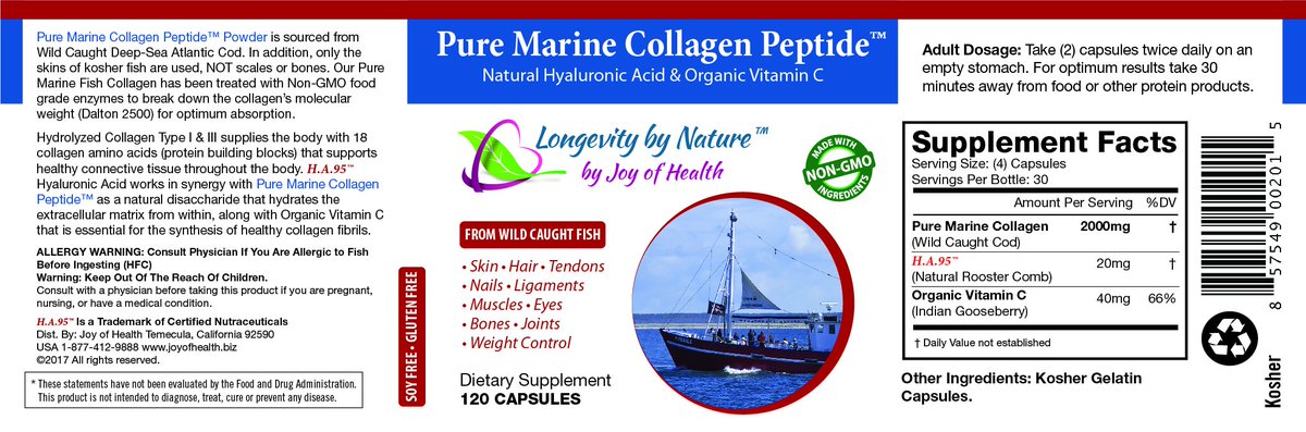 LongevityNature's tweet photo. Pure Marine Collagen Peptide™ Caps No magnesium stearate or microcrystalline cellulose #Kosher wild caught cod. Pure collagen #aminopeptides https://t.co/Sa7PL4RtRL