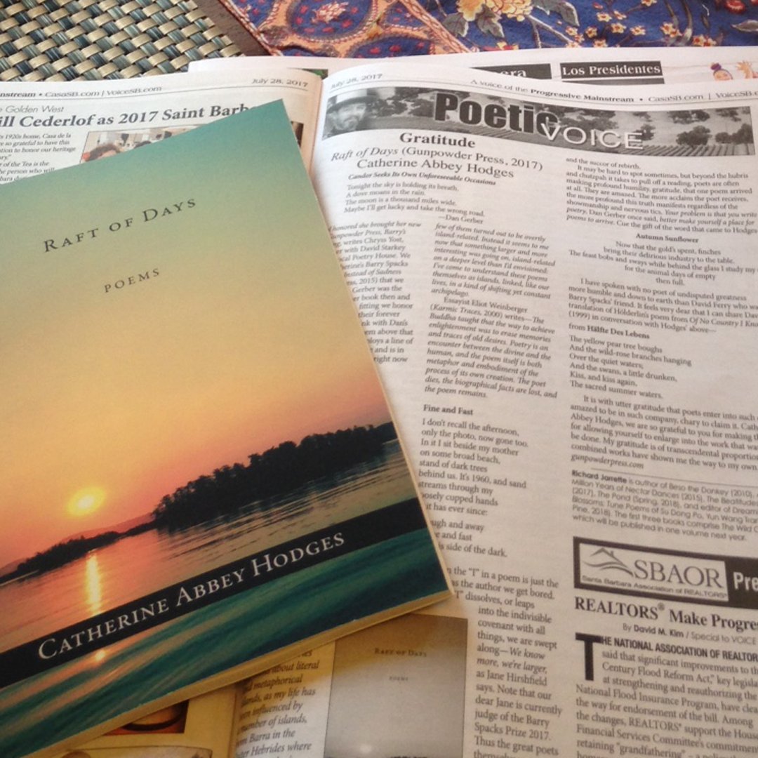 Gratitude! Thanks, Voice &amp; Richard Jarrette, for this! Raft of Days, by Catherine Abbey Hodges, in print August 1! ow.ly/Hr5t30dZyd0