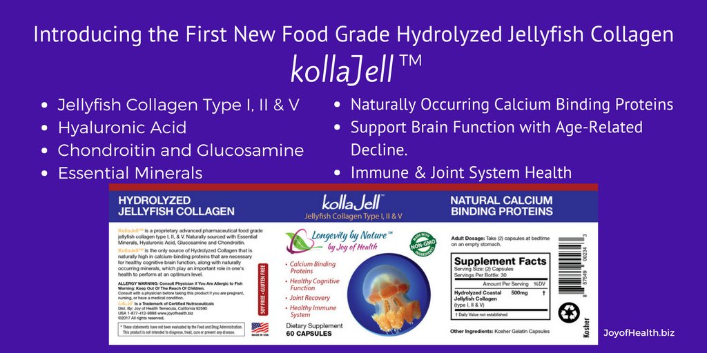 LongevityNature's tweet photo. KollaJell™ Jellyfish collagen I, II &amp; V #cognitivefunction natural occurring calcium proteins for optimum memory and brain function https://t.co/99zijJFYVn