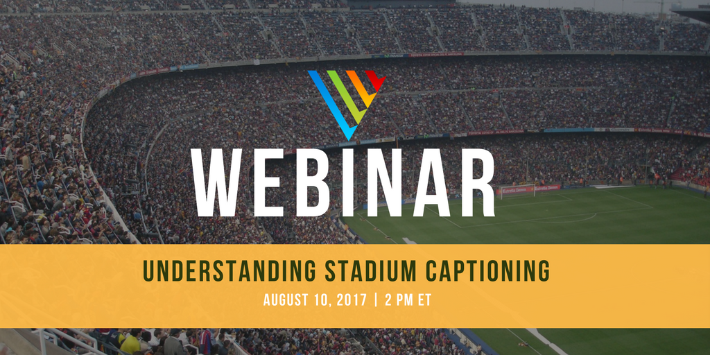 How does stadium captioning work? Register for our webinar on 8/10 at 2pm ET to learn more! ow.ly/9JAQ30dZN9b <a href="/sportsvideo/">Sports Video Group</a> #a11y