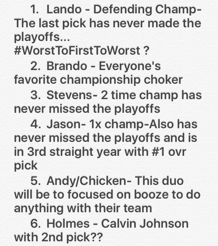 TheFantasyFucks's tweet photo. Official Pre Draft Power Rankings for 2017! #FF https://t.co/1hUJryyQiE