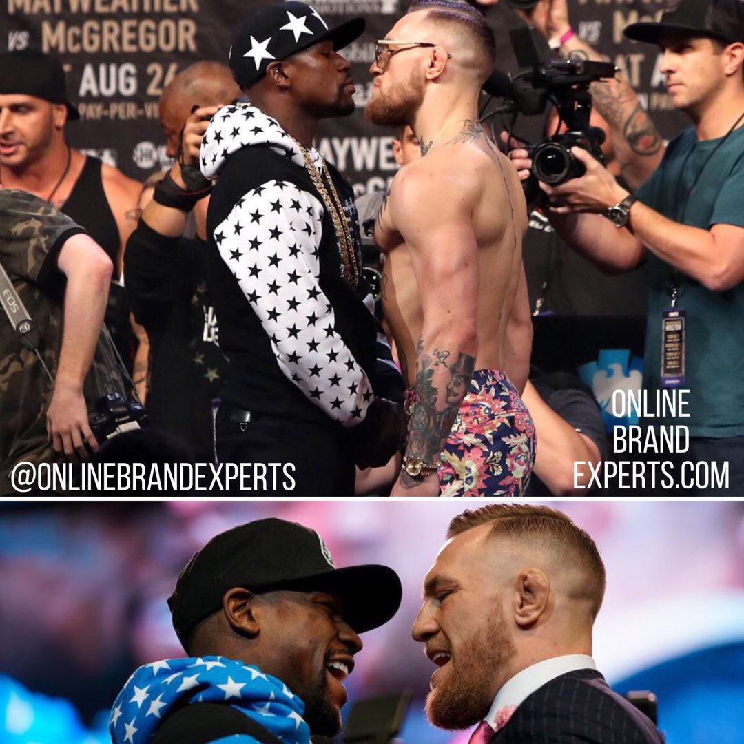 OnlineBrandExp's tweet photo. Two of the Top Marketing Experts, whether you like it or not! Who do you have winning the fight? McGregor or Mayweather? #Boxing #UFC #Fight https://t.co/xR9GyP4osi