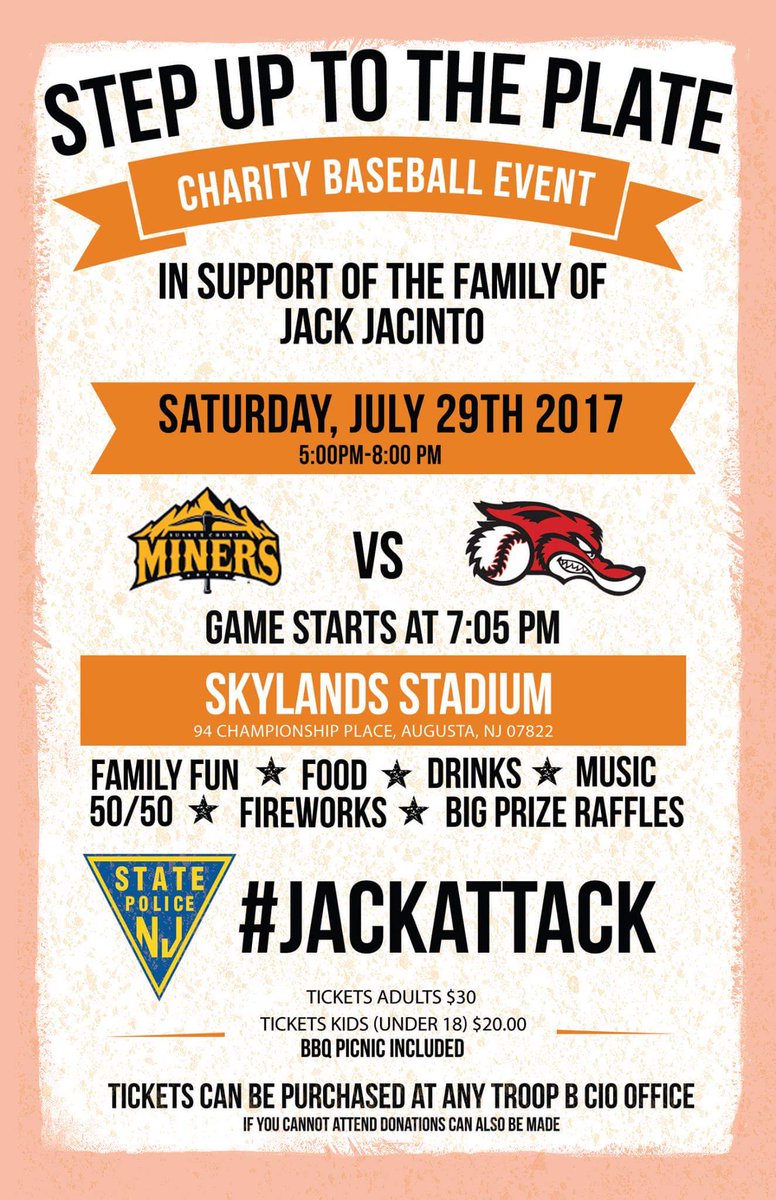 #NJSP is teaming up with the Sussex Co. Miners to host fundraiser for trooper's son, who is battling leukemia. Like and retweet! #Jackattack