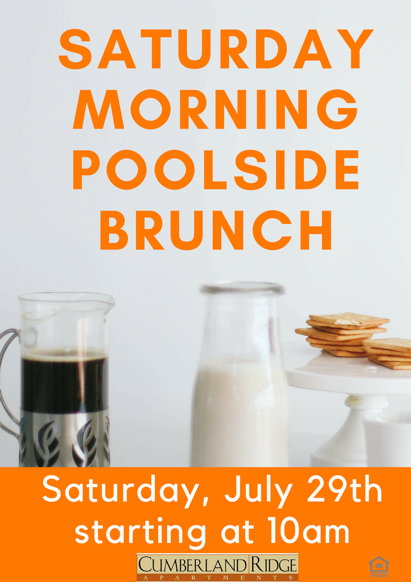 CumberlandRidge's tweet photo. Come join us this Saturday for a morning brunch at 10 A.M.! Catered by @panerabread ! #FreeFood #delicious #PoolsideBrunch https://t.co/LuJeETFLuW
