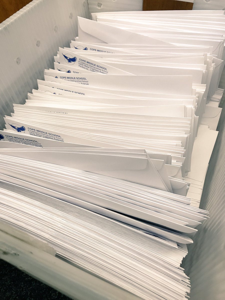 CopeMiddleRUSD's tweet photo. 7th &amp; 8th graders...class schedules are almost ready to be mailed. Check your mailbox by the end of next week! 🦅📬#11daysleft https://t.co/8QpuFUhHCY