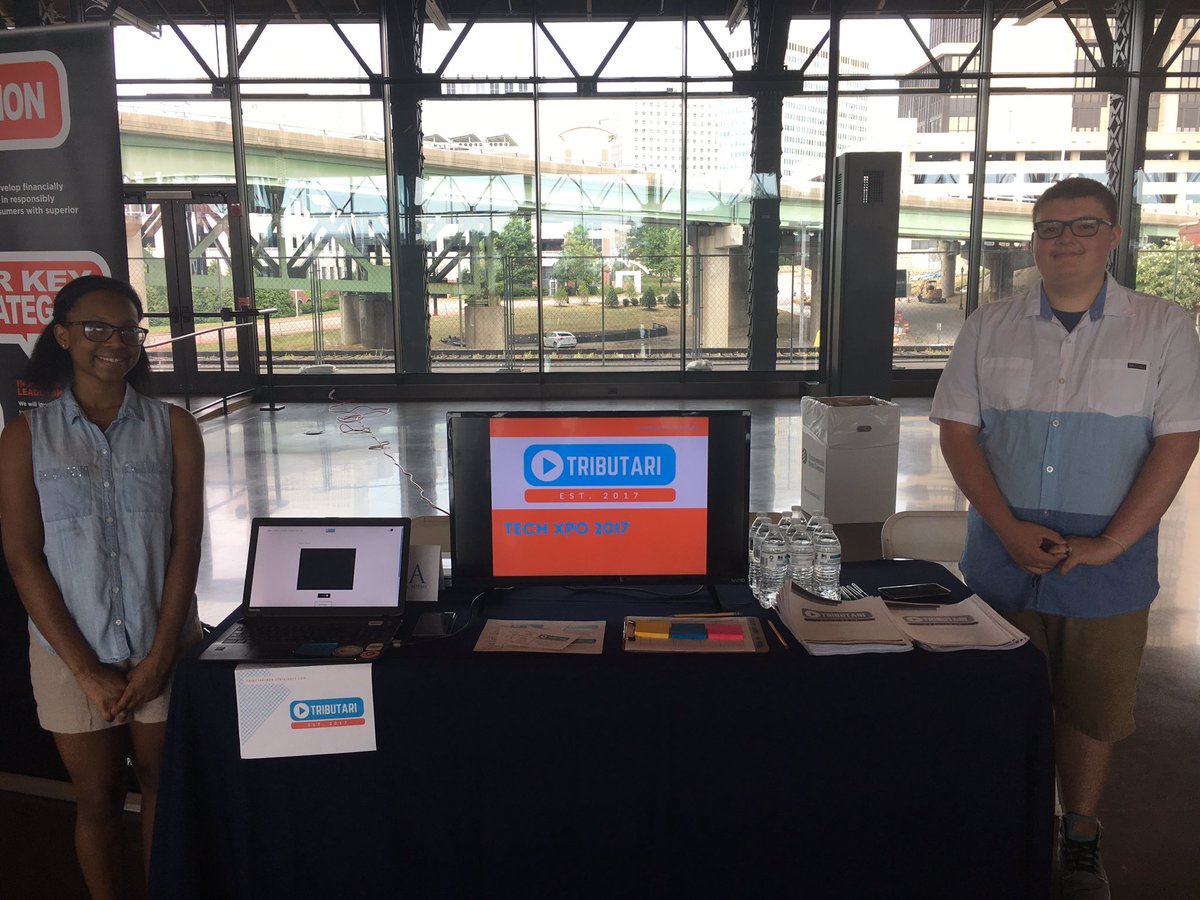 MADE_MBK's tweet photo. Check out our young entrepreneurs Andrew and Sapphire as they show off their new concept @TributariWeb at the #rvatechjam #RVATechWeek https://t.co/uAuwhYO1hf