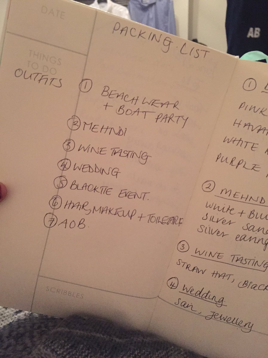 Selasaurus's tweet photo. You know work got you when you include the subsection AOB in your packing list 🙈🙈🙈#professionalpacker https://t.co/pGhru6EKBg