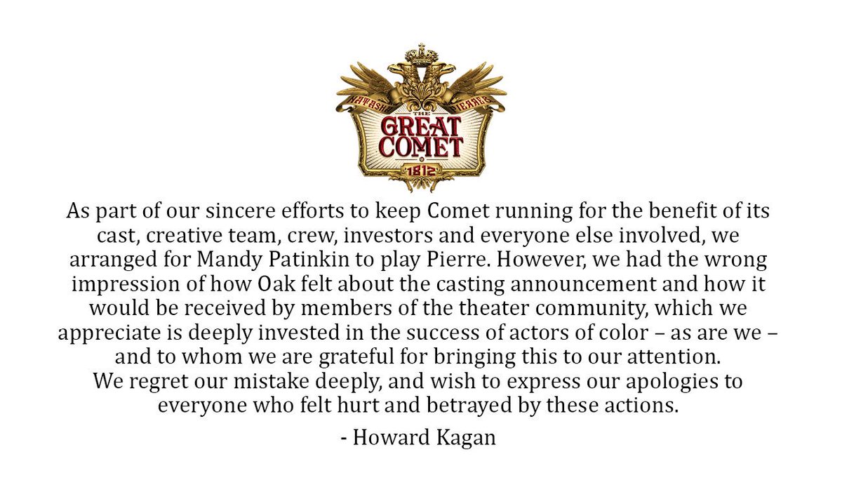 GreatCometBway's tweet photo. Our deepest apologies. https://t.co/Mks7XLGxbq