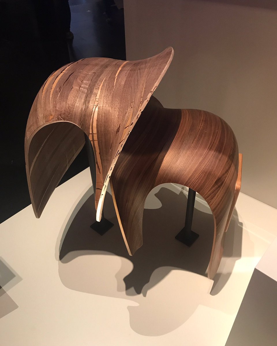 nickmuk's tweet photo. Interesting exhibition on plywood at V&amp;A late. Charming composition of two chair backs! #design #vandalatefriday https://t.co/NeziQ7HpRd