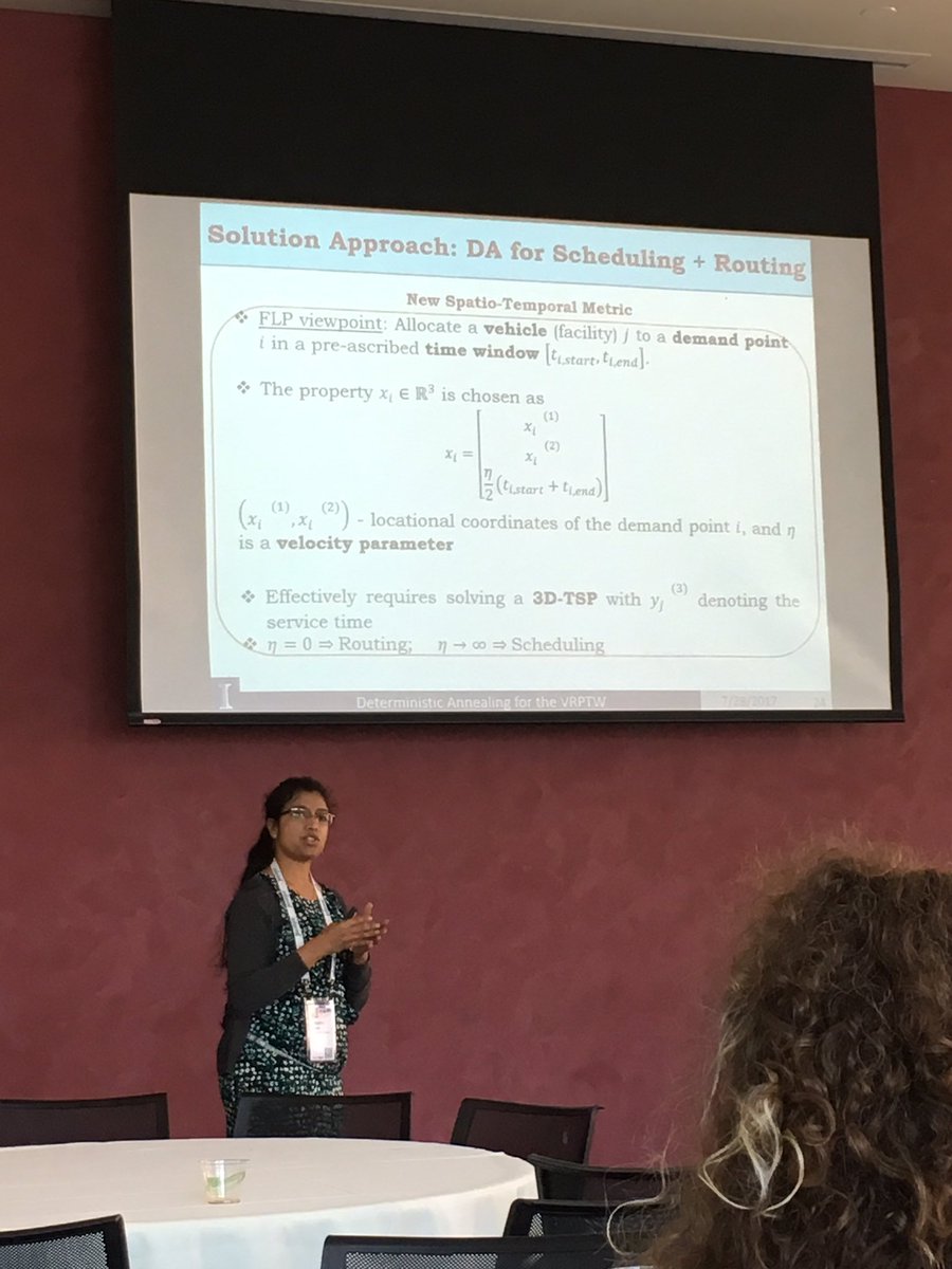 tslconf2017's tweet photo. Lavanya Marla applies modern clustering methods to the VRPTW. https://t.co/uHItk0WT8Z
