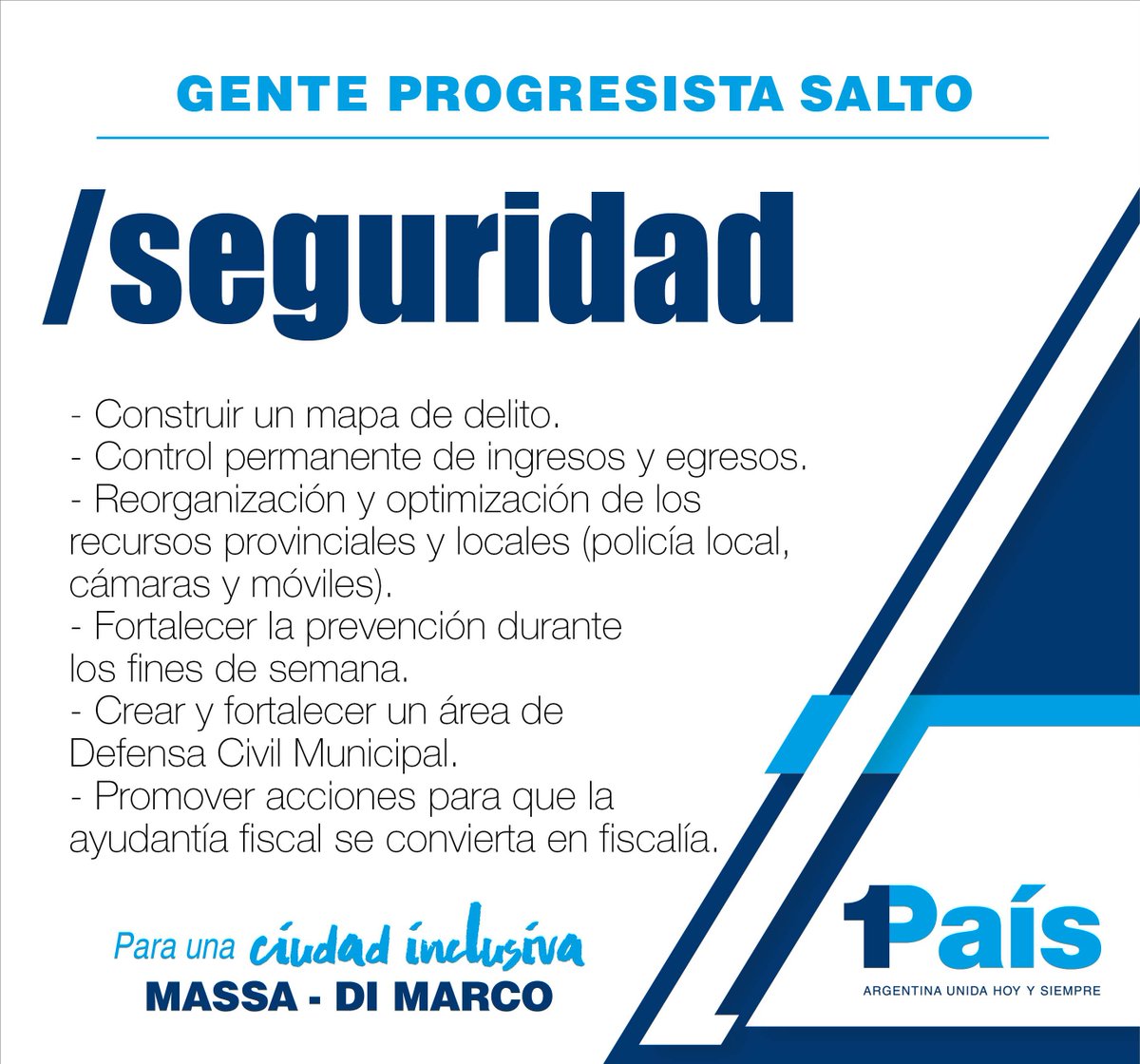 1Pais_Salto's tweet photo. #1Pais con propuestas: #Seguridad
Queremos hacer de Salto una ciudad inclusiva.
#GenteProgresista https://t.co/xygYARd3lz