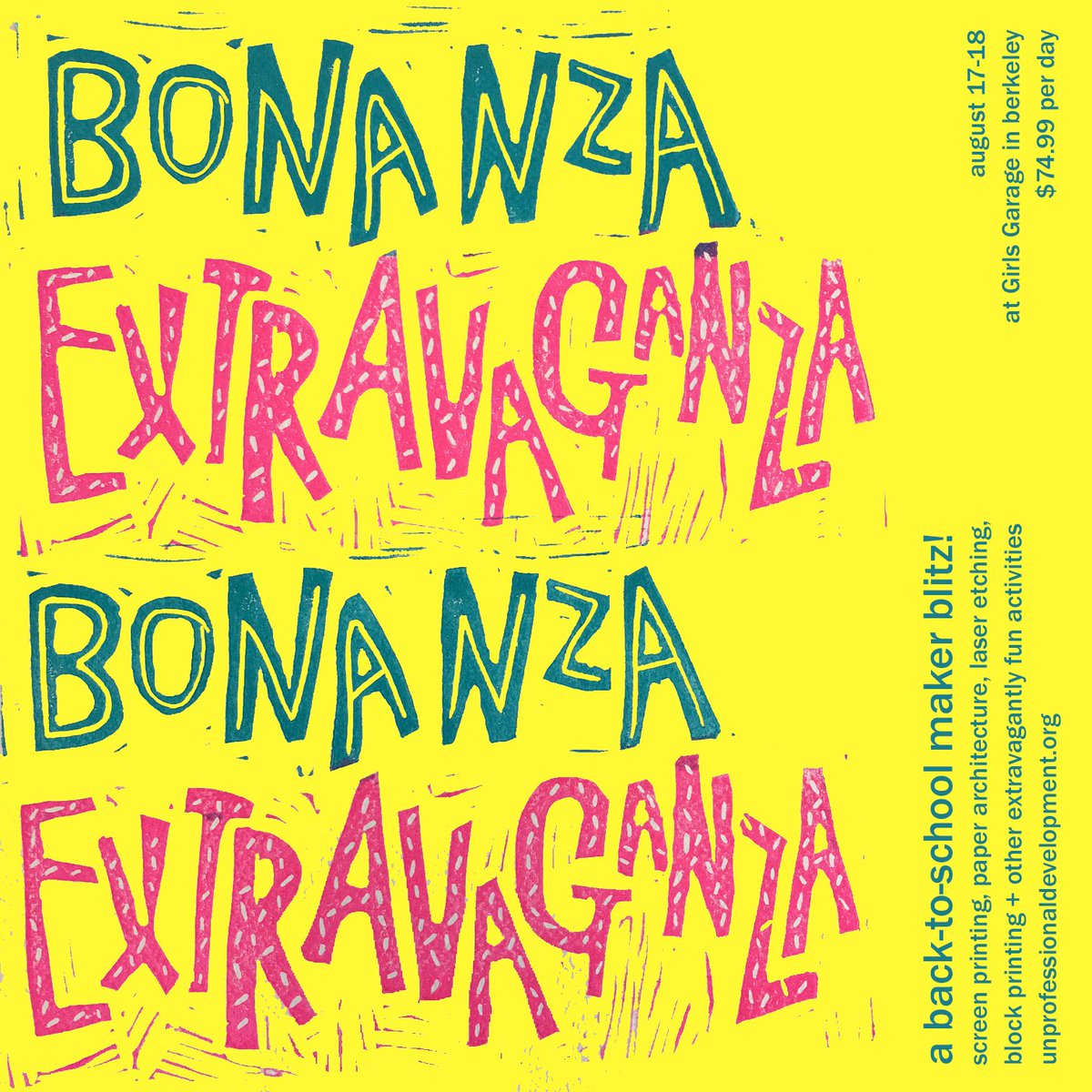 roomfourzerotwo's tweet photo. Announcing BONANZA EXTRAVAGANZA, a maker blitz for teachers who like learning fun stuff. Aug 17-18, $74.99/day: https://t.co/H1UGBSwooe https://t.co/VIndAeTbQJ