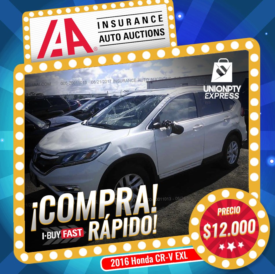 unionptyexpress's tweet photo. unionptyexpress ¡Compra Rápida Ganada! I BUY FAST - 2016 Honda CR-V EXL -
Precio: $12.000 #iaa #unionptyexpress #ibuyfast #honda #car #pty https://t.co/y3J7W1xF8q