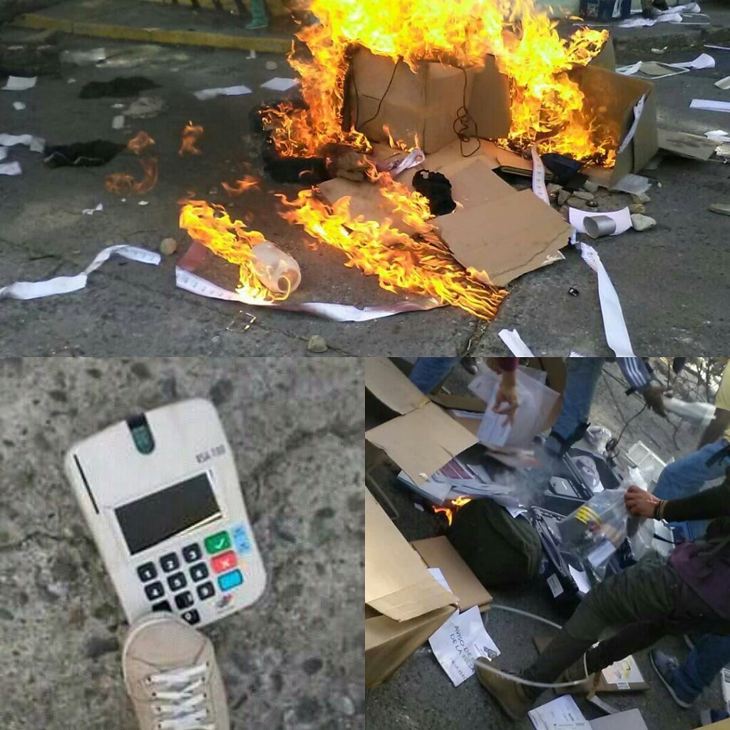 TachiraProtesta's tweet photo. AL MOMENTO! En #Tovar tomaron centro de votación Ananias Avendaño y quemaron todo el material electoral. #28Jul #Merida #LaProstituyenteNOVA https://t.co/p9xc6jLEq8