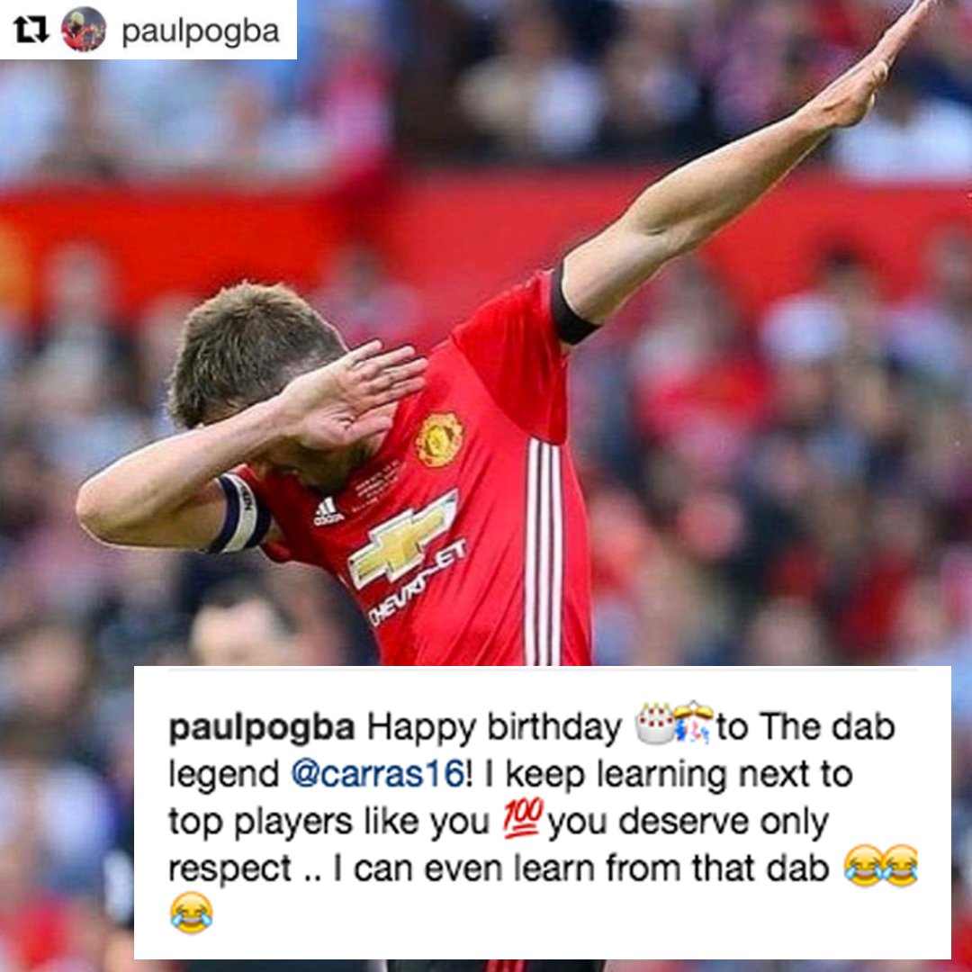 Paul Pogba wishes \dab legend\ Michael Carrick happy birthday [ IG/paulpogba] 