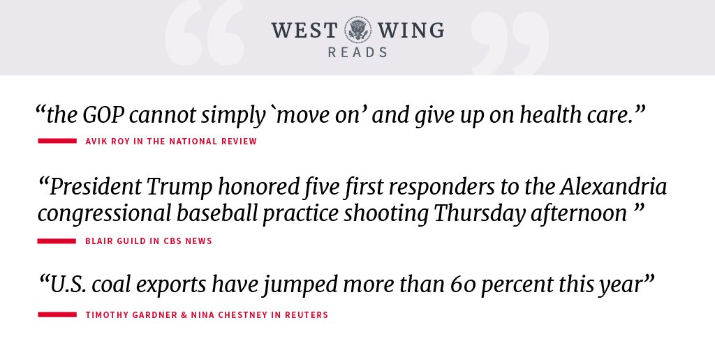 WhiteHouse45's tweet photo. West Wing Reads: https://t.co/Qm8jC0iLQp https://t.co/8XKk1Dw9y1