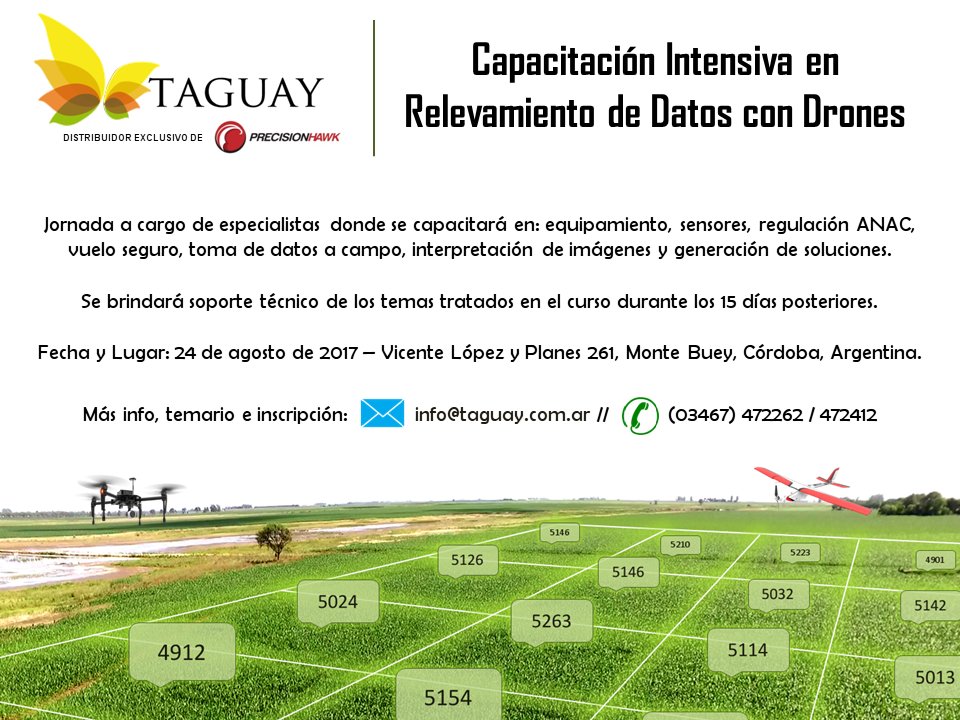 TaguayInfo's tweet photo. 📢🔜"Capacitación Intensiva en Relevamiento de Datos con Drones"
🗓️24/08
📌Monte Buey, Córdoba
☑️No te lo podés perder! @PrecisionHawkES https://t.co/MPCYL2UNF4
