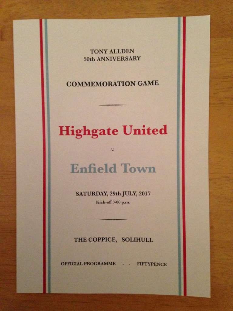 R0ugh_Diamond's tweet photo. Tomorrows programme for @HighgateUnited v @ETFCOfficial will look familiar to some #Nostalgia #Allden50 https://t.co/8kaSZXPC57