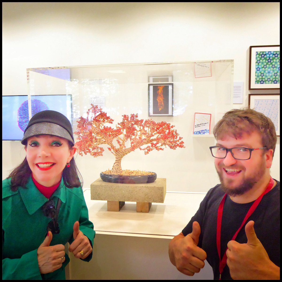 BettyMacs1957's tweet photo. Laurence Molloy, sculptor, curator &amp; 👍 #Superposition #ASMbly Lab Festival @stjohnsleeds #Leeds well worth a visit⭐ #art #sciart #bonsai https://t.co/TIhDD92f0G