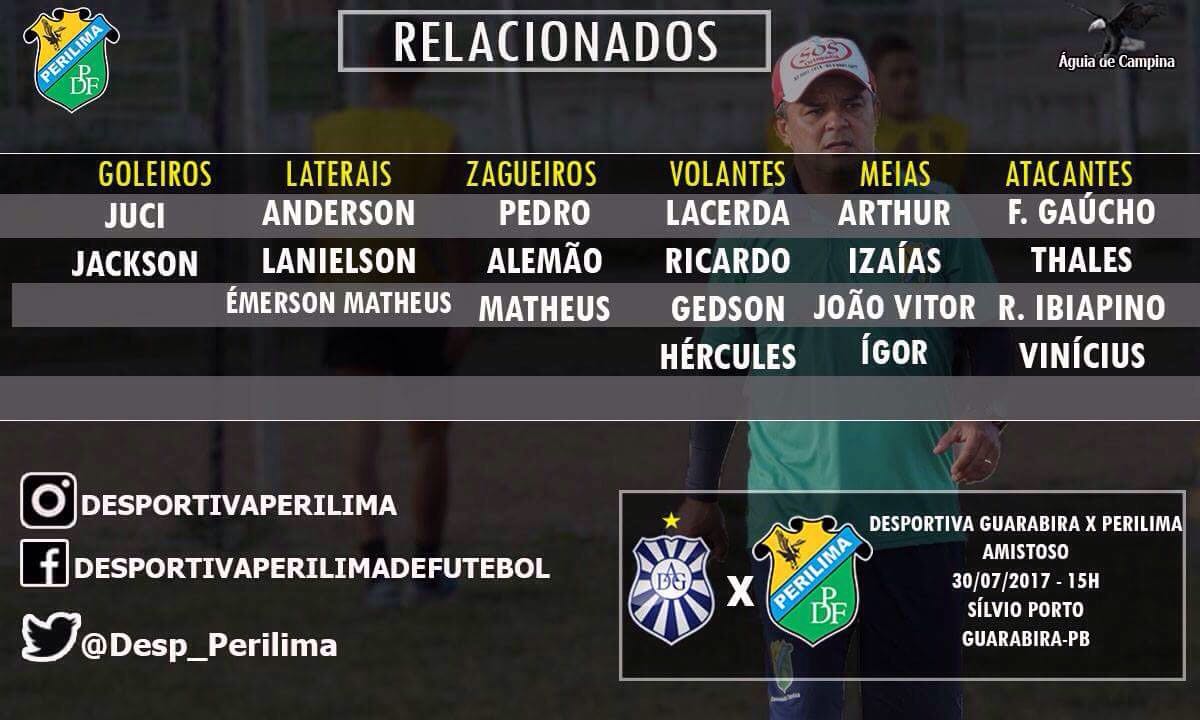 Desp_Perilima's tweet photo. O treinador Aluízio Júnior relacionou 20 atletas para o amistoso preparatório do próximo Domingo, 30 de Julho. https://t.co/F2SHMHM8Ma