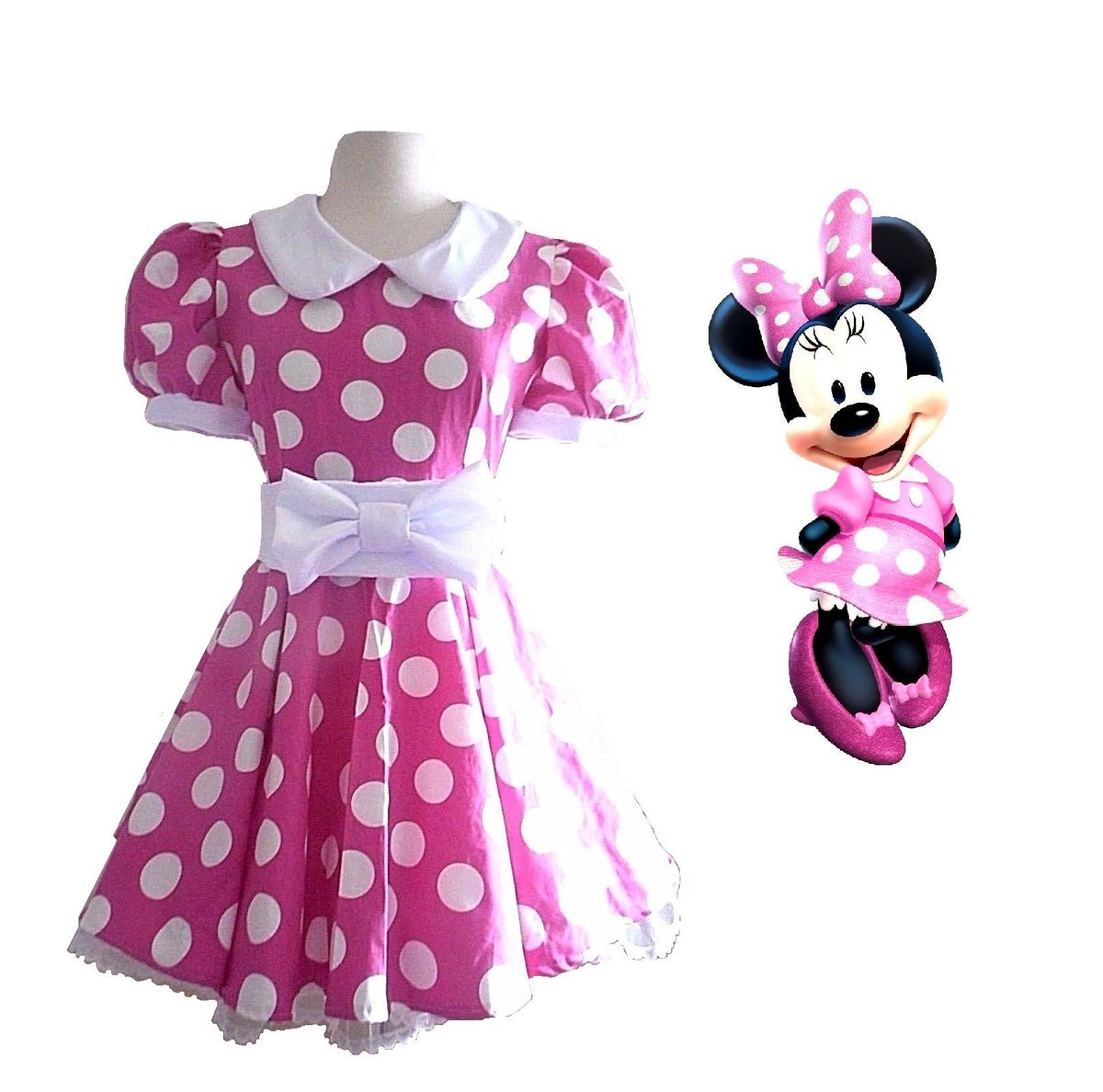 minnie mouse pink polka dot dress