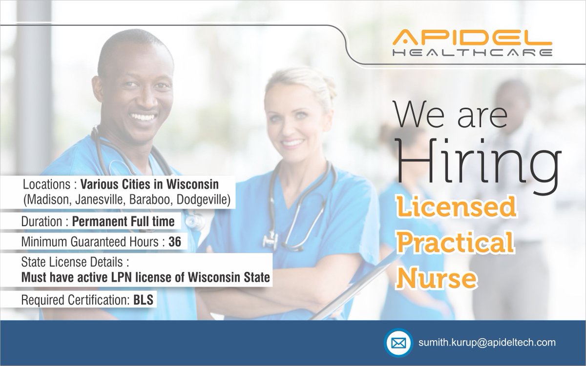 SumithKurup's tweet photo. 1) #Jobs #LPNJobs #WI Jobs #LPN #LicensedPracticalNurse #Madison #Janesville #Baraboo #Dodgeville #Wisconsin #LPNJobs #ApidelJobs https://t.co/s27wYCGUPL