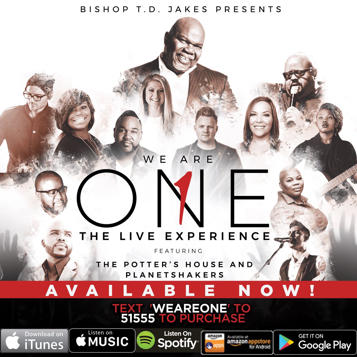 BishopJakes's tweet photo. "We Are One-The Live Experience" featuring @TPHDallas &amp; @Planetshakers is available NOW! Text "WeAreOne" to 51555 to purchase your copy now! https://t.co/SJPF7FIPPw