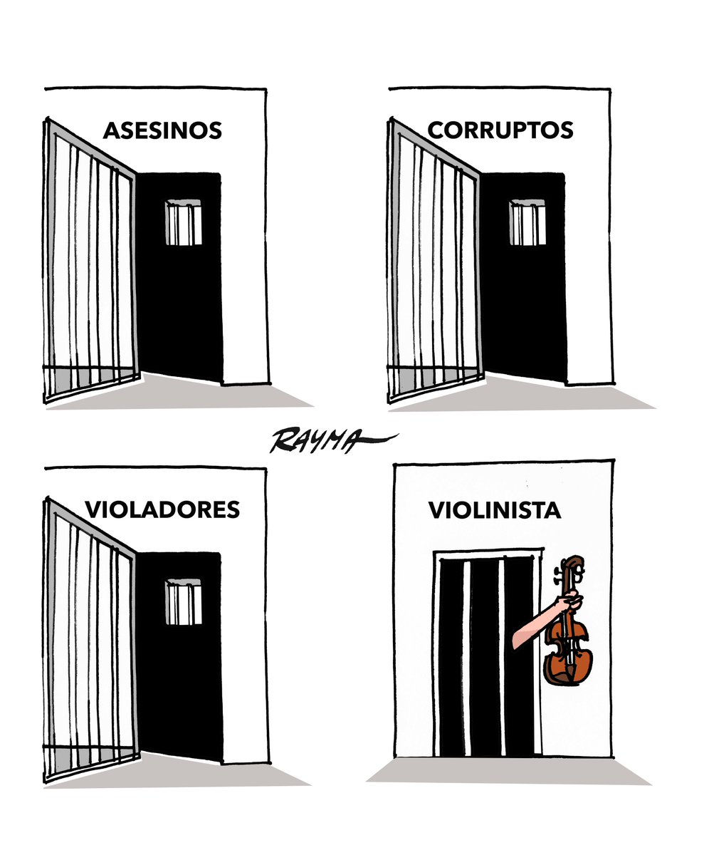 Caricatura para Wuilly Arteaga. Tocar un violin no es delito. ¡LIBERTAD YA, para Wuilly!