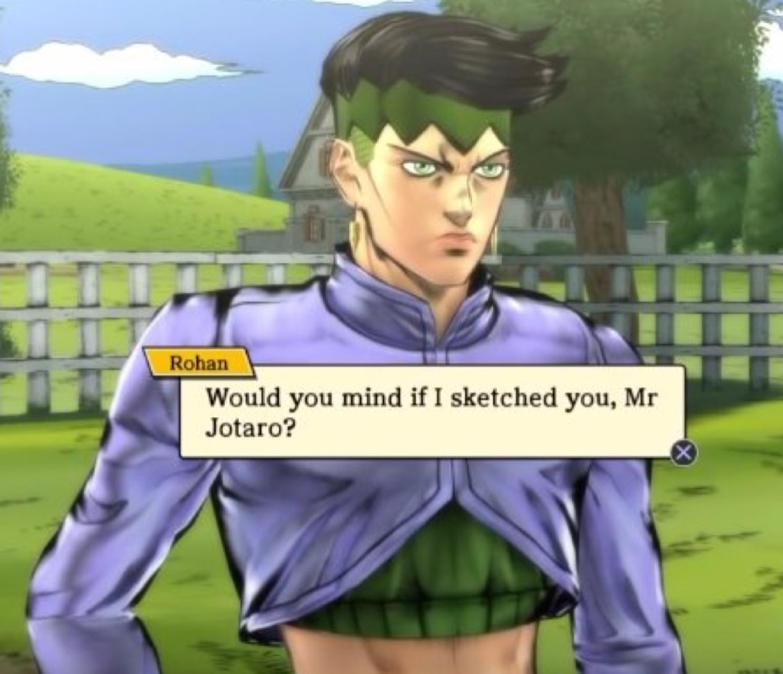 RTyourKishibe's tweet photo. Rohan Kishibe (wanting to sketch Jotaro) https://t.co/WrNljD7ziE
