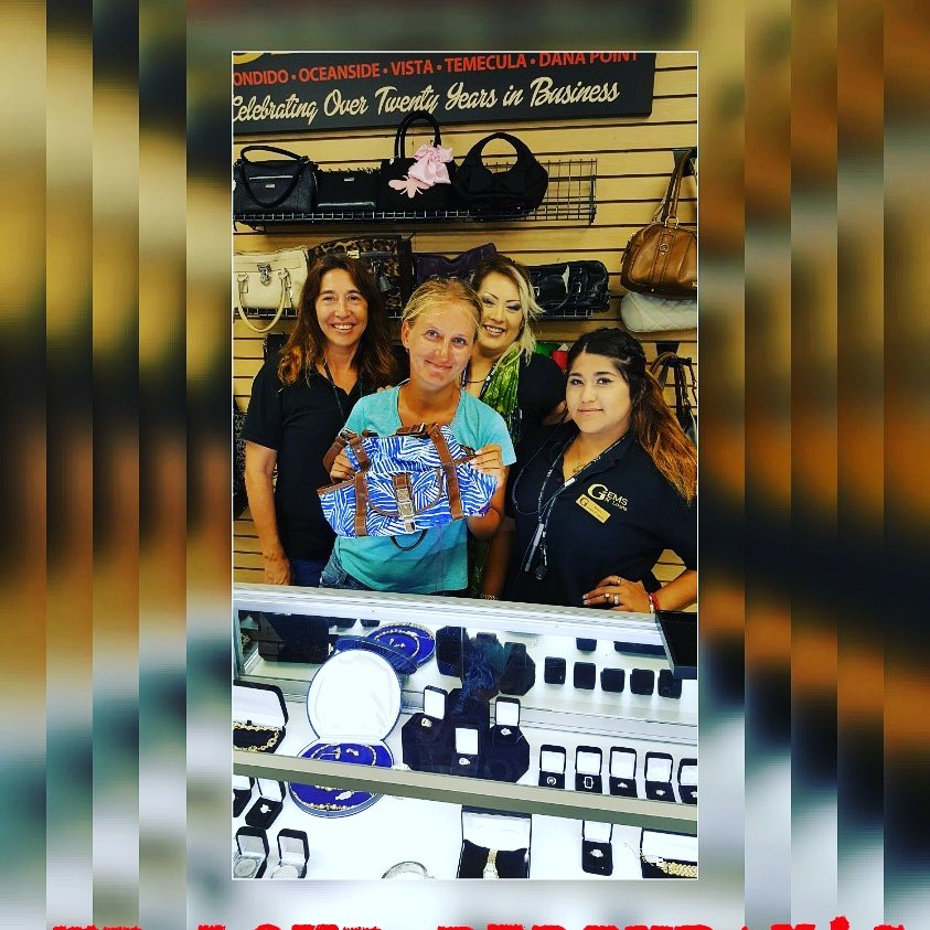 GNL_Temecula's tweet photo. Happy Birthday Anita our 
Gems N' Loans family member. Enjoy ur new purse. #newpurse #Temecula #gnl #needaloan #cashforgold #upscale https://t.co/7lmGsgm9Nl