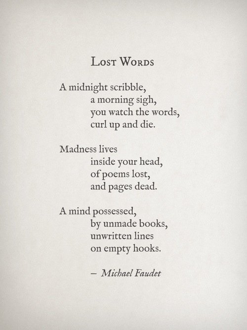 PaigeGreinke's tweet photo. #lostwords #quotes #michaelfaudet #writerslife #amwriting https://t.co/RrVVOZj6nz