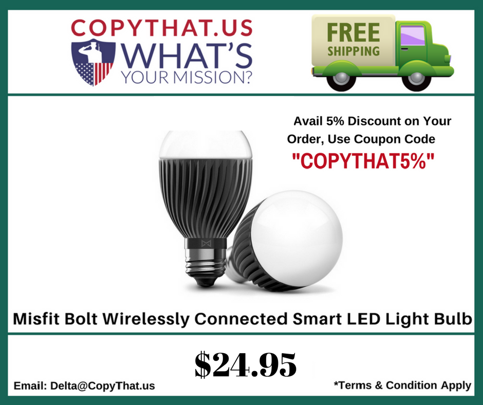 Copy_That_US's tweet photo. #MisfitBolt Wirelessly Connected Smart #LEDLightBulb #SmartLEDBulb https://t.co/7oVJiG2SJe https://t.co/2NC7fkhThc